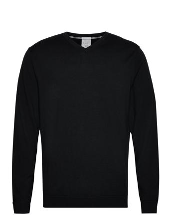 100 % Merino V-Neck Knit Strikkegenser V-krage Svart Lindbergh*Betinget Tilbud