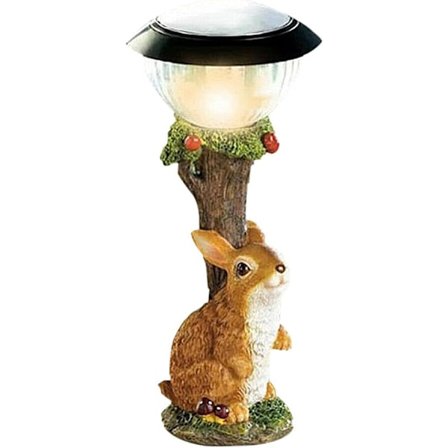 LED Solcelle Lys Kanin Kat Dyr Skulptur Harpiks Statue Lampe Have Ornament