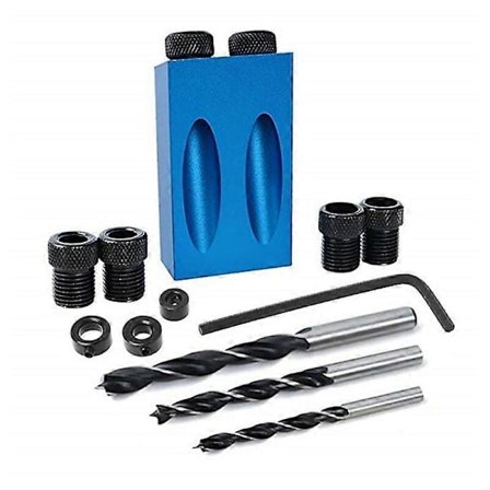 Snedsnickarvinkel med 15-graders hålborrning, kompakt design i solid aluminium & lätt att bära för träbearbetningsverktyg, justerbar borrvinkel