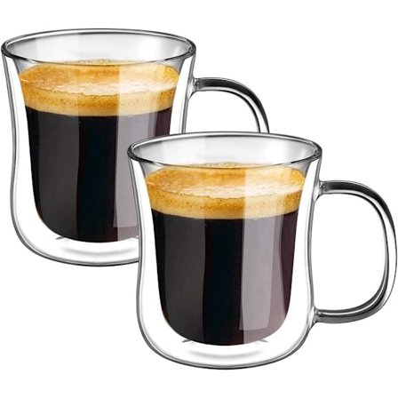 Dobbeltveggede Espressokaffeglass Kopper Glass Te Dessert Borosilikatglass 250ml Sett med 2