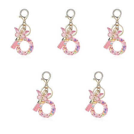 O-formad nyckelring med bokstav, söt initialnyckelring med handtagshänge