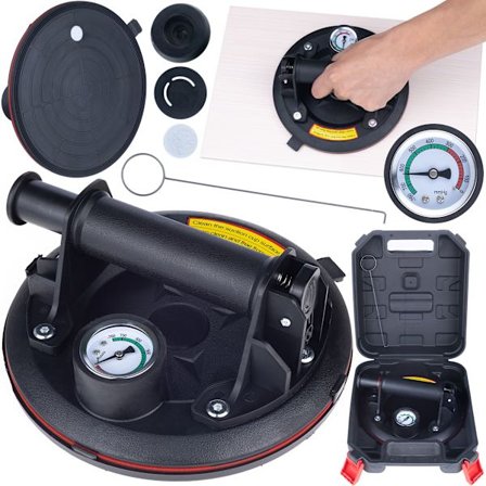 Vakuumsugekopp med Manometer – 200 Kg Løftekapasitet | 200 Mm Diameter | for Fliser, Glass | med Koffert