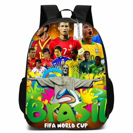 Jalkapalloilija Ronaldo -reppu, lasten koululaukku, olkalaukku, opiskelijoiden teini-ikäisten lahja D 29*16*42cm