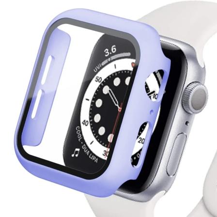 Härdat glas+ cover för Apple Watch 9 8 41 mm 45 mm 42 mm 38 mm PC-bumper Case iWatch series 7 6 5 4 se 44 mm 40 mm Lilac 21 Series 123 42MM