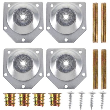 4 stk. Vinklede ben fastgørelsesplade beslag møbelbord fødder sæt skruer til massivt træ ben forbindelse (sølv)