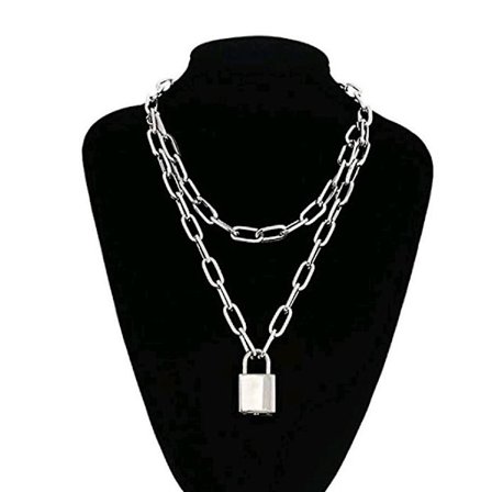 Padlock Necklace Lock Chain For Men Women Personality Punk Hip Hop Fashion Lock Double Thick Chain Sweater Chain