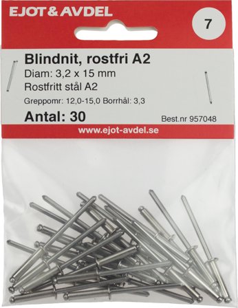 Ejot 120038 Blindnit SS, RFR F30, 30-pack 3,2 x 8 mm, Infästning