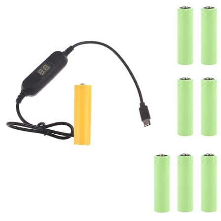 Type-C AA Batterieliminatorledning 1.5V-12V LR6 Dummy Batteri Strömkabel för LED-Ljus Leksak Ersätter 1-8st AA Batterier