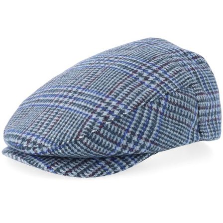 Brixton - Blå flatcap Keps - Hooligan Low Cap Celadon Green/Royal Plaid Flat Cap @ Hatstore