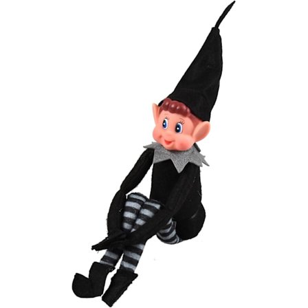Elves Behavin' Badly 30 cm Langbenet Sort Voksen Elf med Blød Krop