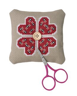 Stickpackung Nadelkissen Rot/Beige