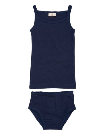 Copenhagen Colors Pointelle Heart Underwear Set - Navy - 98