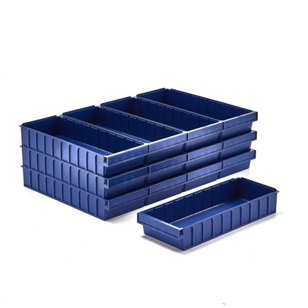 Aufbewahrungsbox DETAIL, passend für 9 Trennwände, 600x230x100 mm, blau, 13er Pack