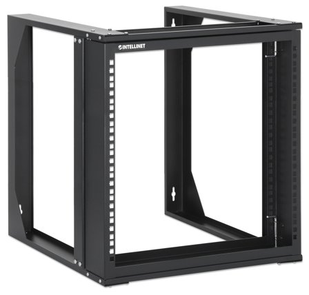 INTELLINET 19" Wall Mount 9U 2-Post Open Frame Network Rack, Flatpa