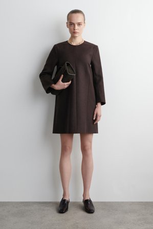 COS Damen Langärmliges Minikleid Aus Wolle - Braun