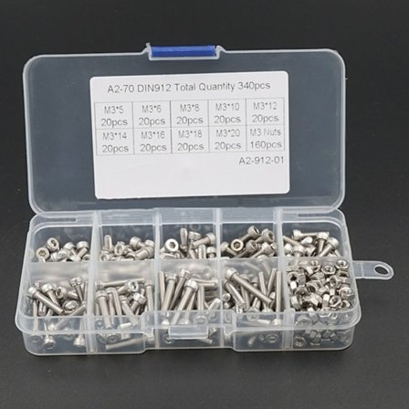 340 st Metriska skruvsortimentssats cap med insex