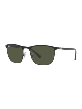 Ray Ban Unisex Sunglasses with a frame made of metal in black and lenses made of plastic in green