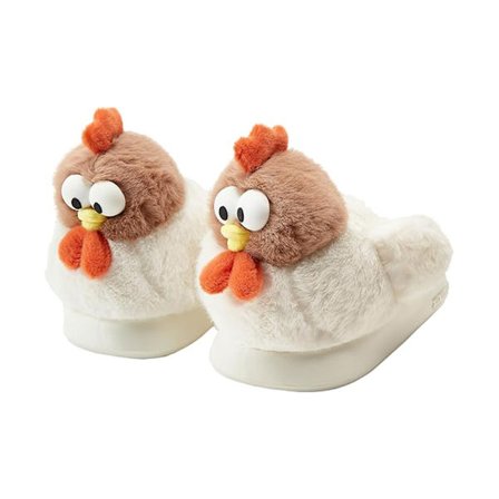 Søde kyllingetøfler til kvinder, tegneserie, dyr, hyggelige plys, skridsikre hjemmesko