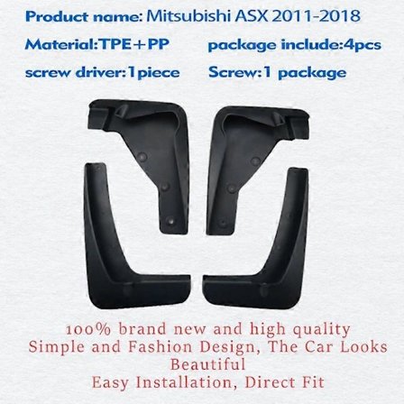 Utmärkta Främre Bakre 4st FÖR Mitsubishi ASX 2011-2018 Stänkskydd Skärm Mud Flap Guards Stänkskydd Biltillbehör Stänks, A