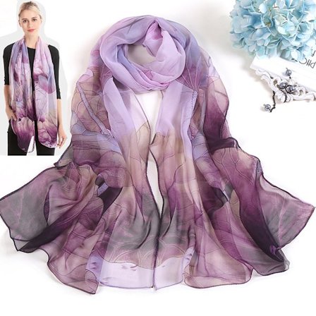 Ohut kesähuivi, kaulahuivi, juhlava, shaali, lila violetti (160x50 cm), naisten huivi, kaunis
