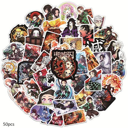 Demon Slayer -tarrat 50 kpl Hienoja anime manga -tarrat Vedenpitävät tarrat kannettavalle tietokoneelle Vesipullolle Juhlatarvikkeet Teini-ikäisille 