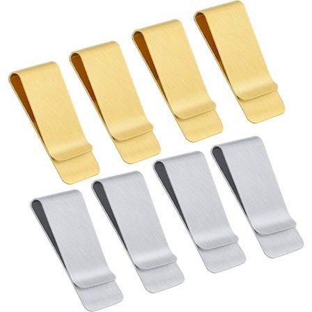 (Hopea Kulta) Ohut Metalli Rahaklipsi 8 Kpl Lompakko Kortinpidin Klipsi