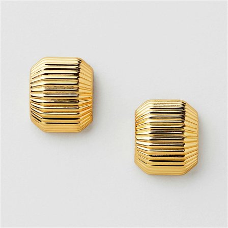 Striped Studs - 18K GULDPLÄTERAD MÄSSING - Safira