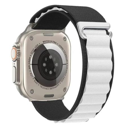 Nylon För Apple Watch Ultra/2 49mm Series 9 8 7 45mm 41mm Sport klockarmband som andas För iwatch 6 5 4 3 SE 44mm 40mm 42mm 20 Black white For 38mm 