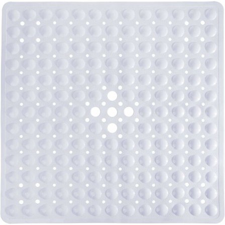 Halksäker Duschmatta för Badkar, 21 x 21 Tum, Mjuk Kvadratisk Badmatta för Badkar med Sugkoppar och Avloppshål, Badrumsmatta, Maskintvättbar