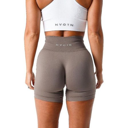 Nvgtn Spandex Solid Seamless Shorts Kvinner Myke treningstights Fitness Outfits Yogabukser Gym Wear Taupe