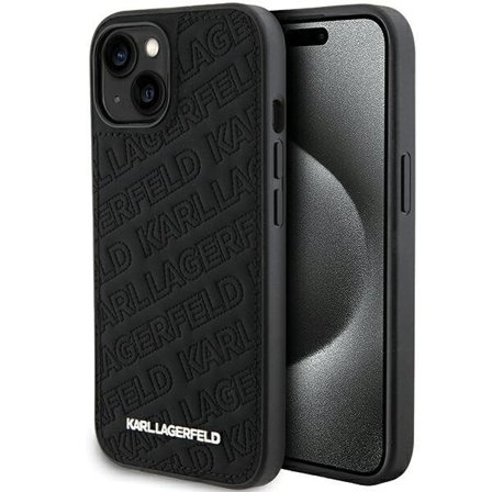Karl Lagerfeld Quiltet K-mønsterveske for iPhone 15 - svart