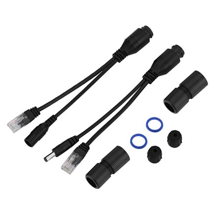 Power Over Ethernet Vandtæt 12V Gennemgående POE Injektor Splitter Adapter Kabel (Sort)