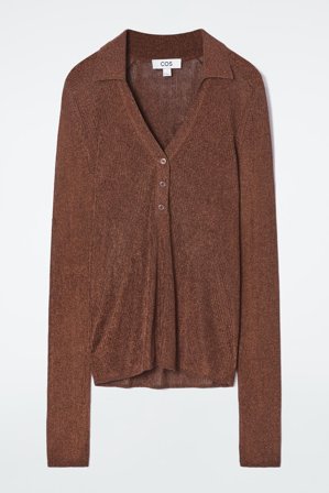 COS Femme Polo Côtelé Scintillant in Marron