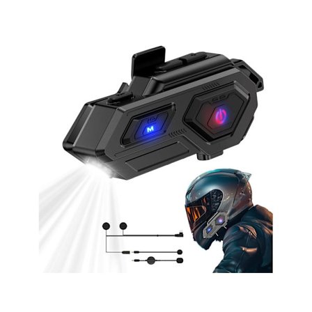 Hörlurar Hjälm HD Samtal Musik Hifi Vatten Led Bluetooth Svart