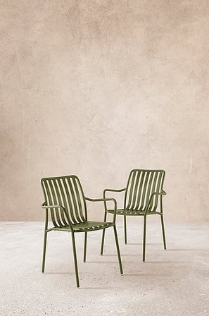 Jotex - Stol Med Armlæn, 2-pak Grøn - NANTERRE - Køb Havestole & haveskamler hos Jotex