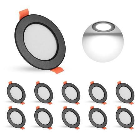 10 kpl LED-alasvalo himmennettävä musta 3W LED pyöreä alasvalo upotettu kattovalaisin Au