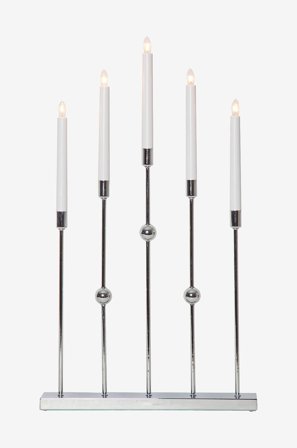 Star Trading - Lysestage Gustavo 5L - Krom - Adventslysestager - Fra Homeroom