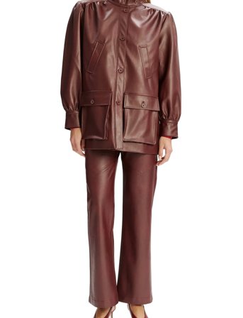 Bardot Clements Vegan Leather Jacket - Burgundy - XL