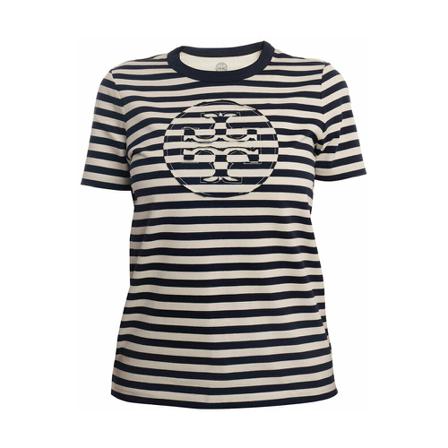 Tory Burch, T-Shirt Blauw, Dames, Maat:L,gestreept