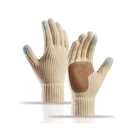 Vinter touchscreen handsker, udendørs cykelstrikhandsker, Beige
