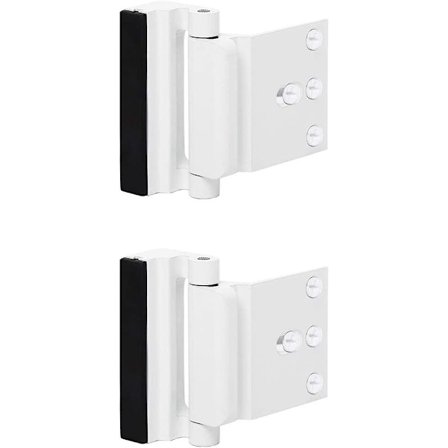 2-pack dörrförstärkningslås med 8 skruvar, dörrlås för hemmet för småbarn, barnsäkert dörrlås nattlås tål 800 kg vitt
