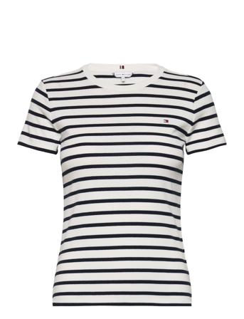 Slim Cody Rib C-Nk Ss T-shirts & Tops Short-sleeved Hvit Tommy Hilfiger*Betinget Tilbud