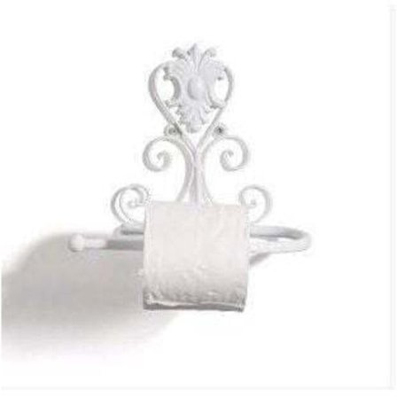 Vægmonteret toiletpapirholder, vintage håndklædeholder, bøjle, toiletrulleholder (hvid)