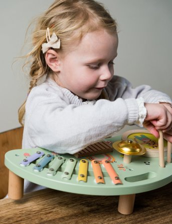 Dantoy Music Station Wood In Gift Box 4 Parts - Multi/patterned - 39.4X21.1X10.5CM