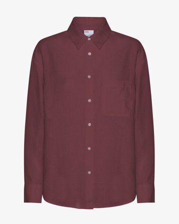 Linen Oversized Shirt - Oxblood Red L