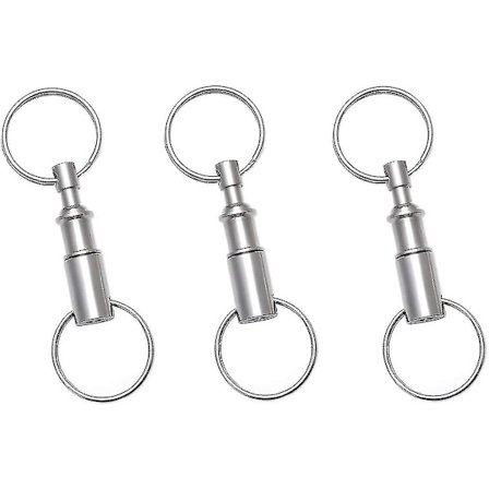 3-pak hurtigudløselige aftagelige nøgleringe, der kan trækkes fra hinanden, dobbeltfjedersplit-snap-seperat