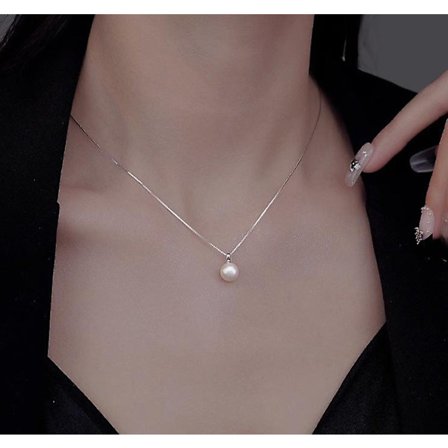 S925 sterling silver naturligt sötvattenspärlhalsband dam nyckelben kedja