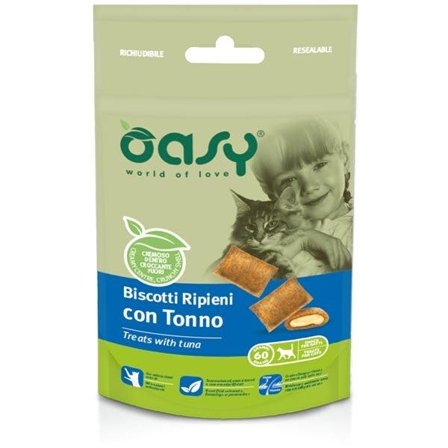 Oasy Biscotti Ripieni Con Tonno Per Gatti 60g