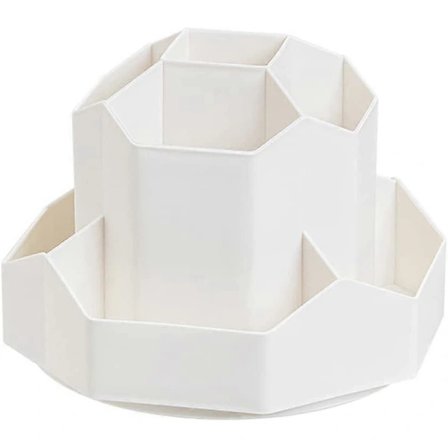 Roterende Opbevaringsorganisator Skrivebordsopbevaring Kontorartikler til Penholder til Skrivebord Organiseret Penkop Krukke Penholder (Hvid-9 Fac...