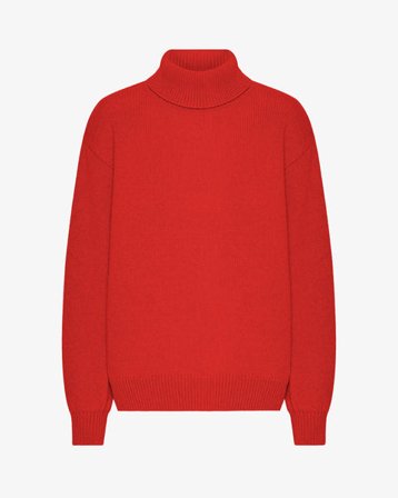 Merino Wool Turtleneck - Red Tangerine - Female - XS